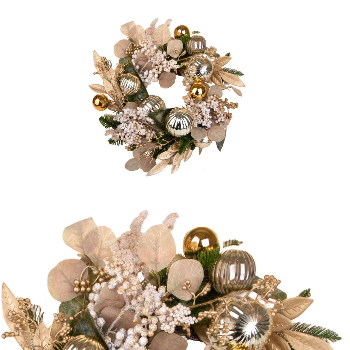 BIANCHI DINO Corona Ghirlanda con Sfere Oro Sintetica 36cm