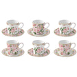 Set 6 tazzine espresso Easy Life in porcellana con decoro floreale 100 ml
