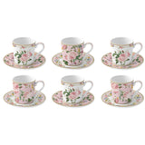 Set 6 tazzine espresso Easy Life in porcellana con decoro floreale 100 ml