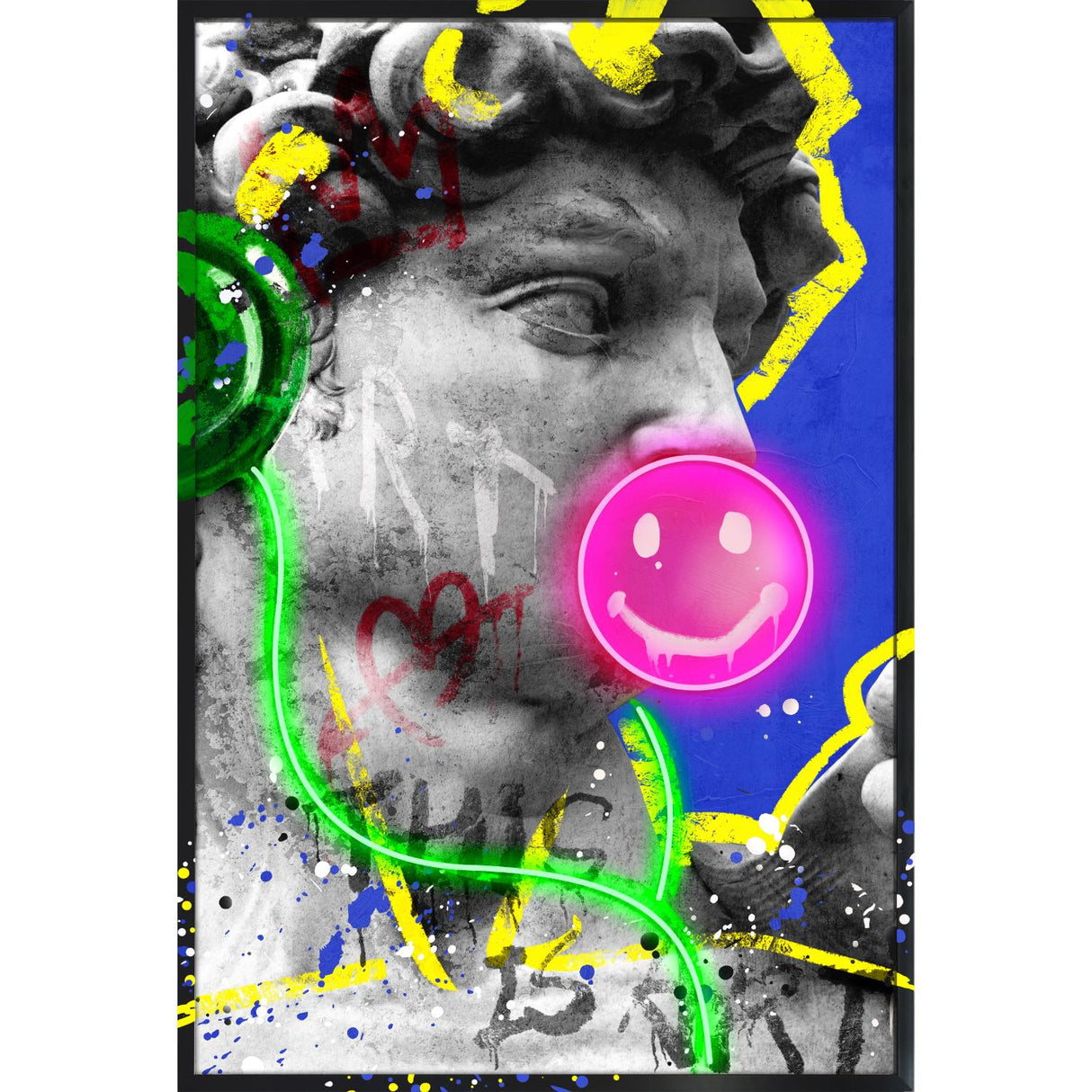 PALAIS ROYAL Quadro Dipinto a Mano su Tela con LED David Smile 80x120cm