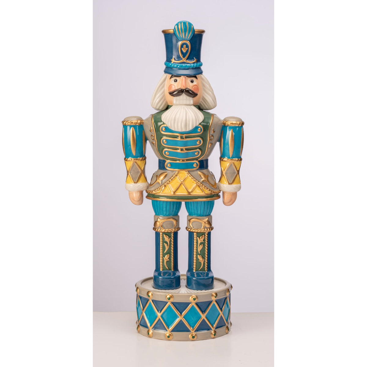 Statua Schiaccianoci In Legno Viola – Decorazione Natalizia Da Tavolo, 25 Cm, Artigianale