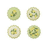 BRANDANI Trivet Set 4 Pieces Assorted Lemons 10.5cm Porcelain Cork