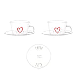 SIMPLE DAY Coffee Cup with Saucer Set 2 Pieces Coffee Break 100ml Glass