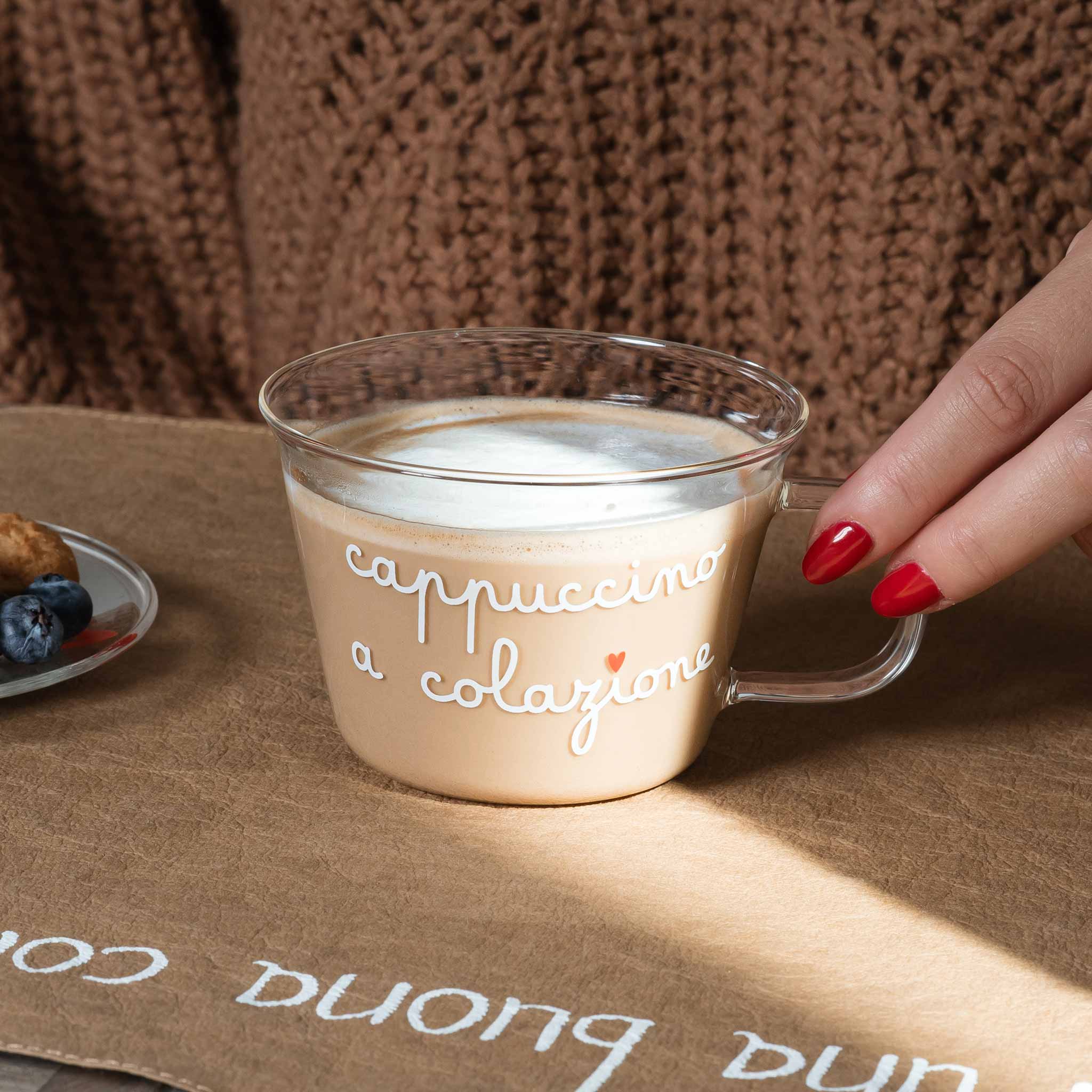 Set 2 Tazze Da Caffè In Vetro Borosilicato 400 Ml Con Manico Giallo - Resistenti Al Calore - Fatte A Mano