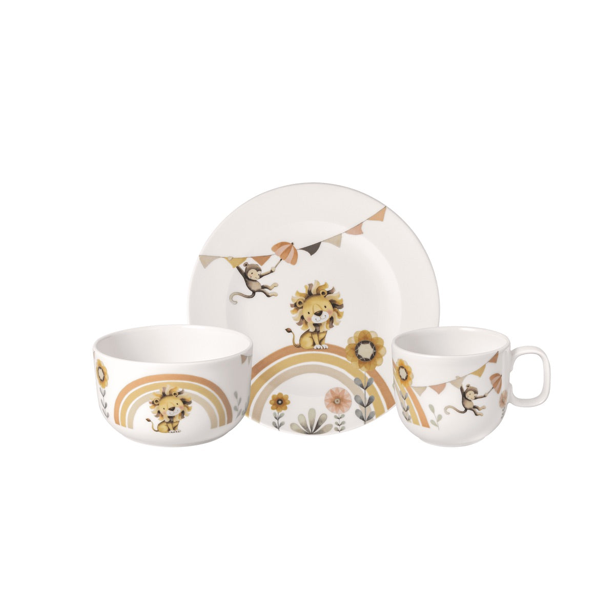 VILLEROY & BOCH Boho Kids Roar Lion Set Pappa Bimbo 3 Pezzi Porcellana