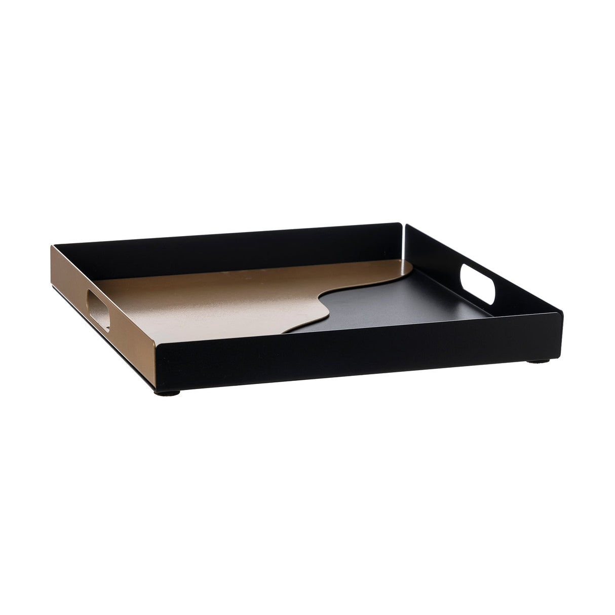 ARTI & MESTIERI Vassoio Moderno Fluid Quadrato Nero Oro Laccato