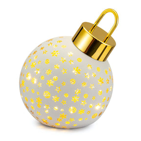 Palla di Natale Palais Royal in vetro bianco con luci LED 20 cm