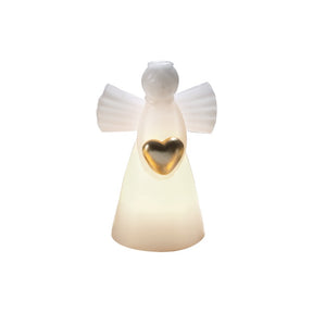 Candela angelo Mascagni Casa in cera bianca con fiamma LED 14 cm