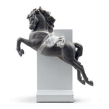 LLADRO' Figurina Cavallo in Pirouette Lustro Argento 34x30cm Porcellana