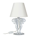 ARTI & MESTIERI Piccola Lampada da Tavolo con Paralume Circeo Bianco Marmo Paralume Avorio