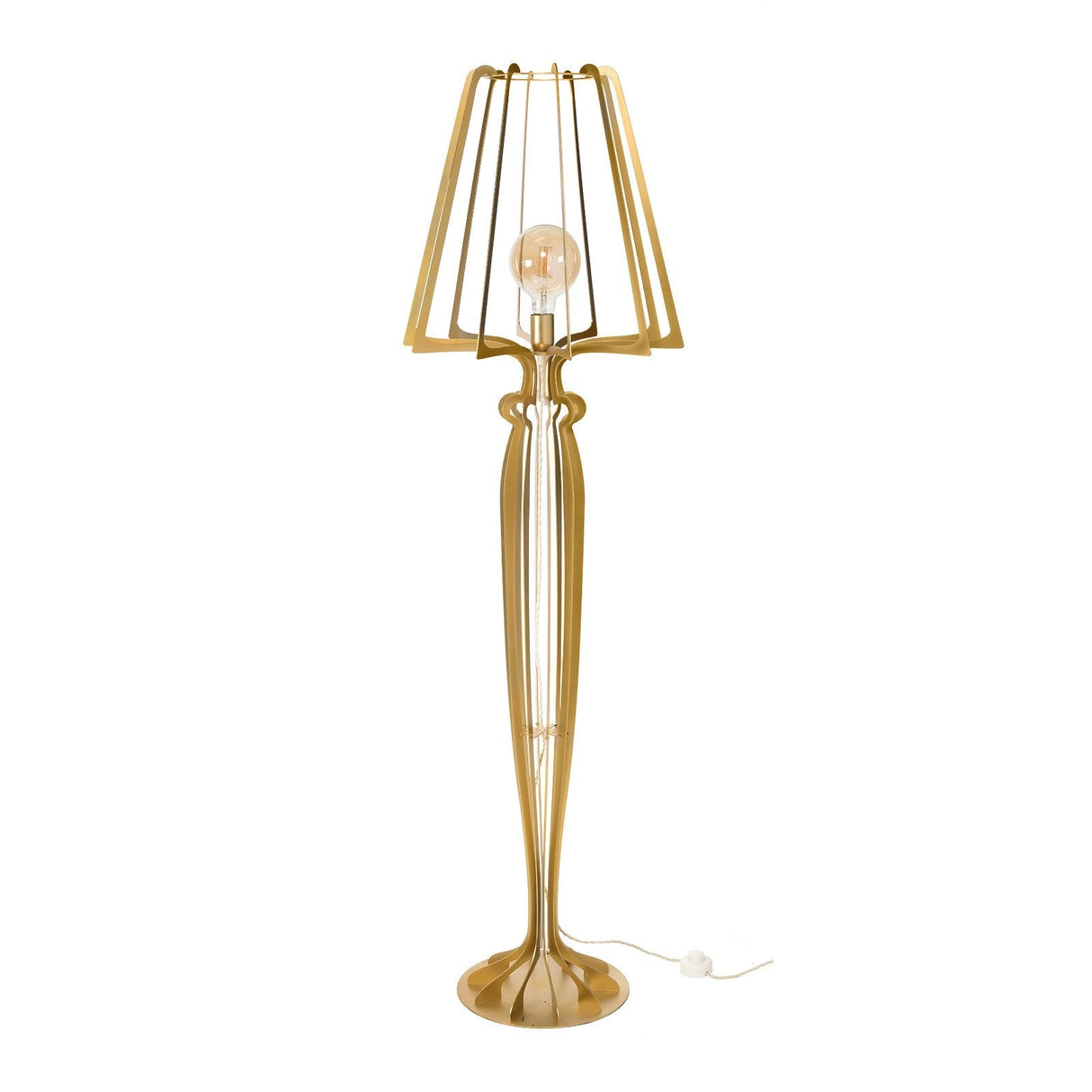 ARTI & MESTIERI Lampada Moderna da Terra Per Soggiorno Minerva Oro Trasparente