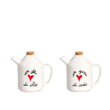 SIMPLE DAY Set Olio e Aceto Oliera Acetiera Un Filo d'Olio Un Goccio d'Aceto 250ml Gres