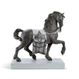 Statuina Cavallo Cortigiano Lladrò in porcellana bianca e argento 42x40 cm