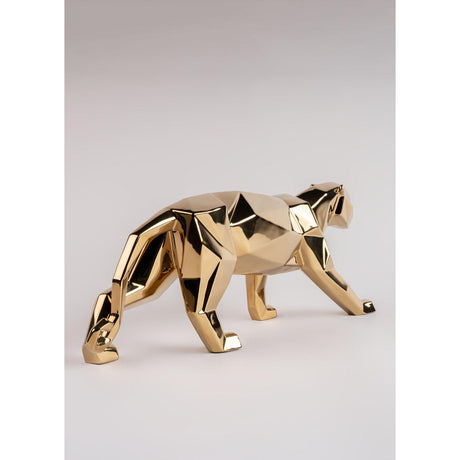 Lladró Scultura Pantera Oro 19x50cm Porcellana
