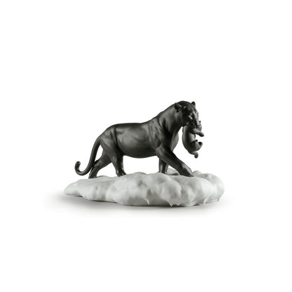 LLADRO' - Statua Scultura Figura Pantera nera con cucciolo 01009382