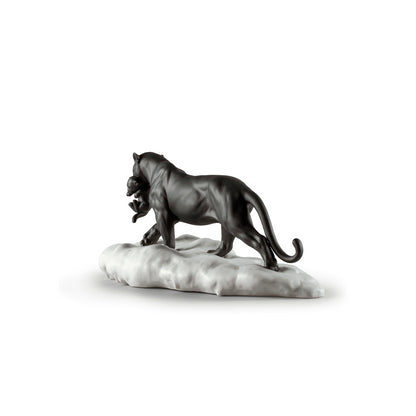LLADRO' - Statua Scultura Figura Pantera nera con cucciolo 01009382