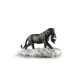 Lladró Figurina Pantera Nera con Cucciolo 25x48cm Porcellana