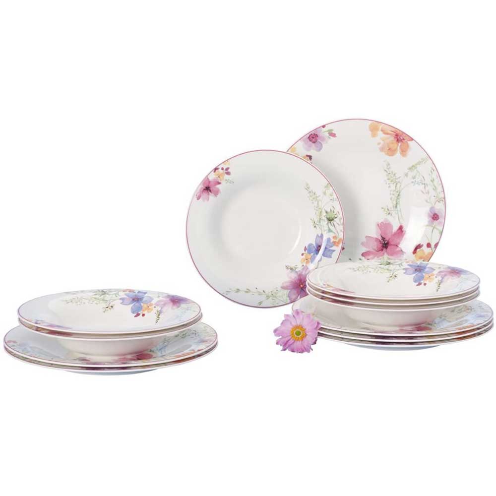 VILLEROY &amp; BOCH - Mariefleur Servizio Tavola Piatti 12 Pezzi 6x Piatto Fondo 6x Piatto Piano