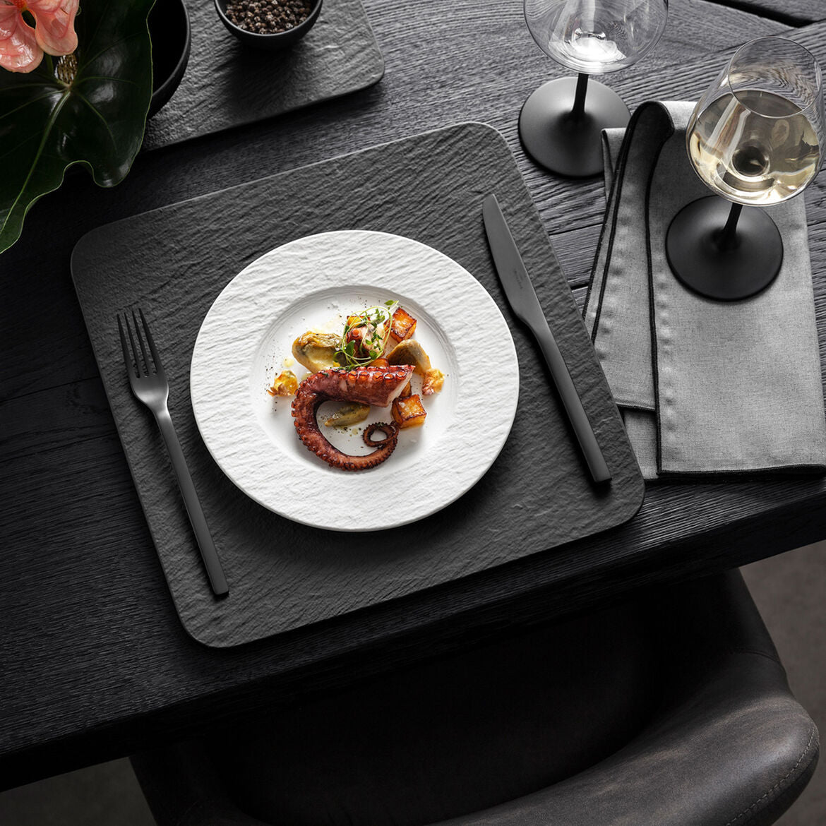 VILLEROY & BOCH Manufacture Rock Bianco Set 6 Pezzi Piatto Colazione Frutta 22cm Porcellana