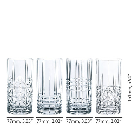 NACHTMANN Highland Bicchieri Longdrink Cocktail Set 4 Pezzi 445ml Cristallo