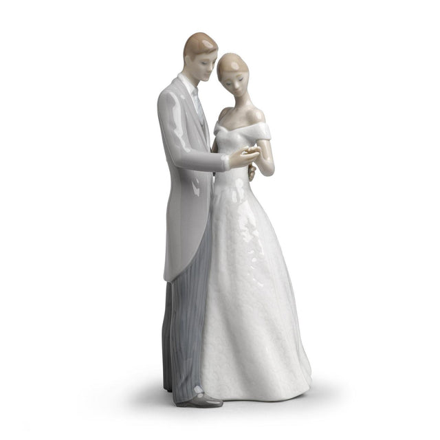 Statuetta Sempre Uniti Lladrò in porcellana bianca 21x10 cm