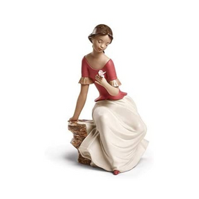 Statuina Fiore di Vita NAO in porcellana donna con fiore 28 cm