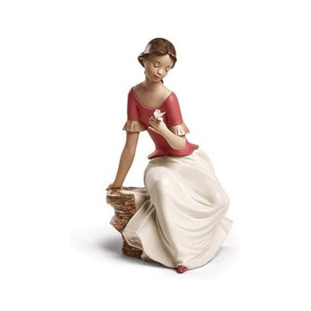 Statuina Fiore di Vita NAO in porcellana donna con fiore 28 cm