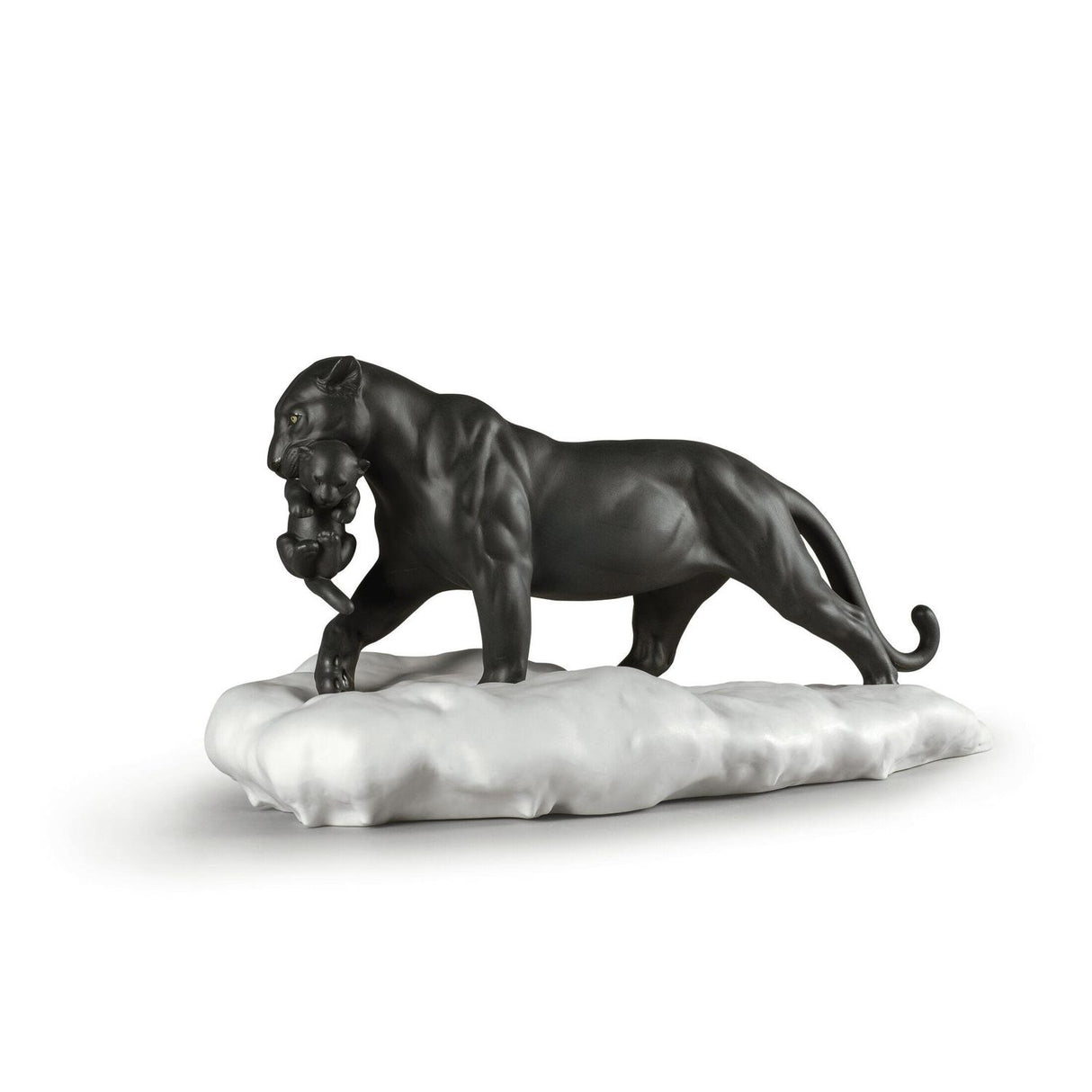 LLADRO' - Statue Sculpture Figure Black Panther with cub 01009382