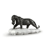LLADRO' - Statue Sculpture Figure Black Panther with cub 01009382