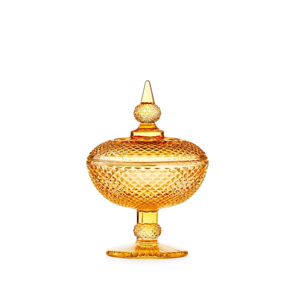 EMÒ ITALIA Convivium Alzata Scatola Porta Oggetti Ambra 18X12,5cm Vetro