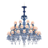 LLADRO' Chandelier Belle De Nuit 40 Luci Azzurro 150x100cm Porcellana
