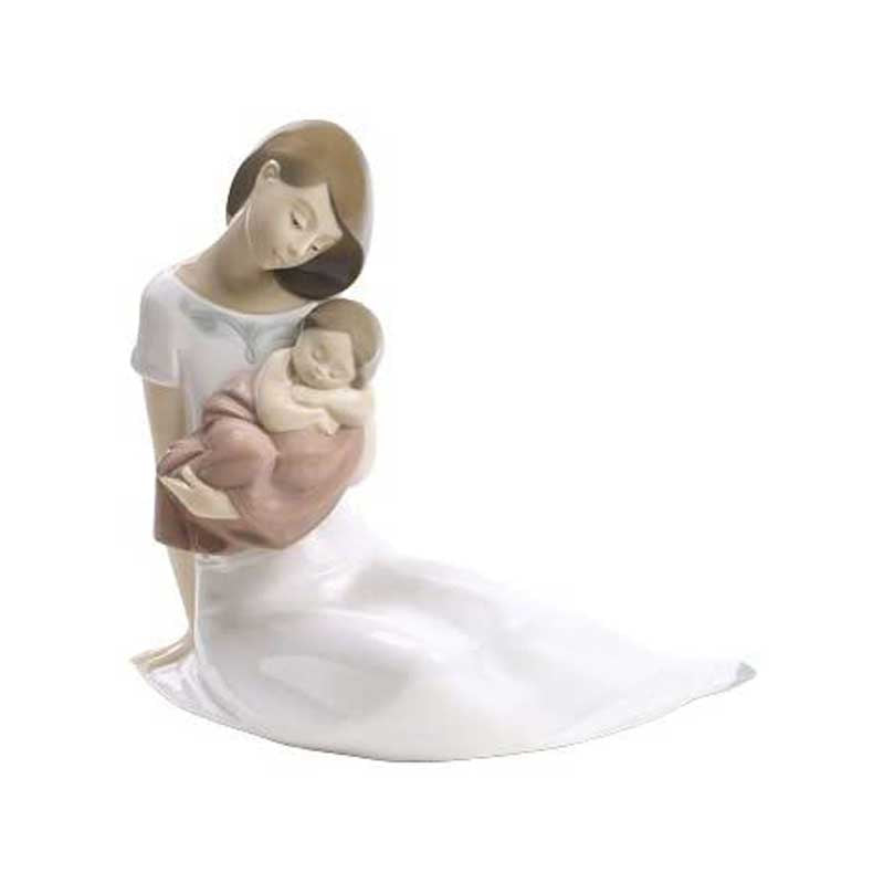 NAO Figura Statua Statuina Porcellana 16x18cm Madre con Bambino Luce dei Mei Giorni