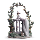 LLADRO' Scultura Donna Dalla Balaustra 49x36cm Porcellana