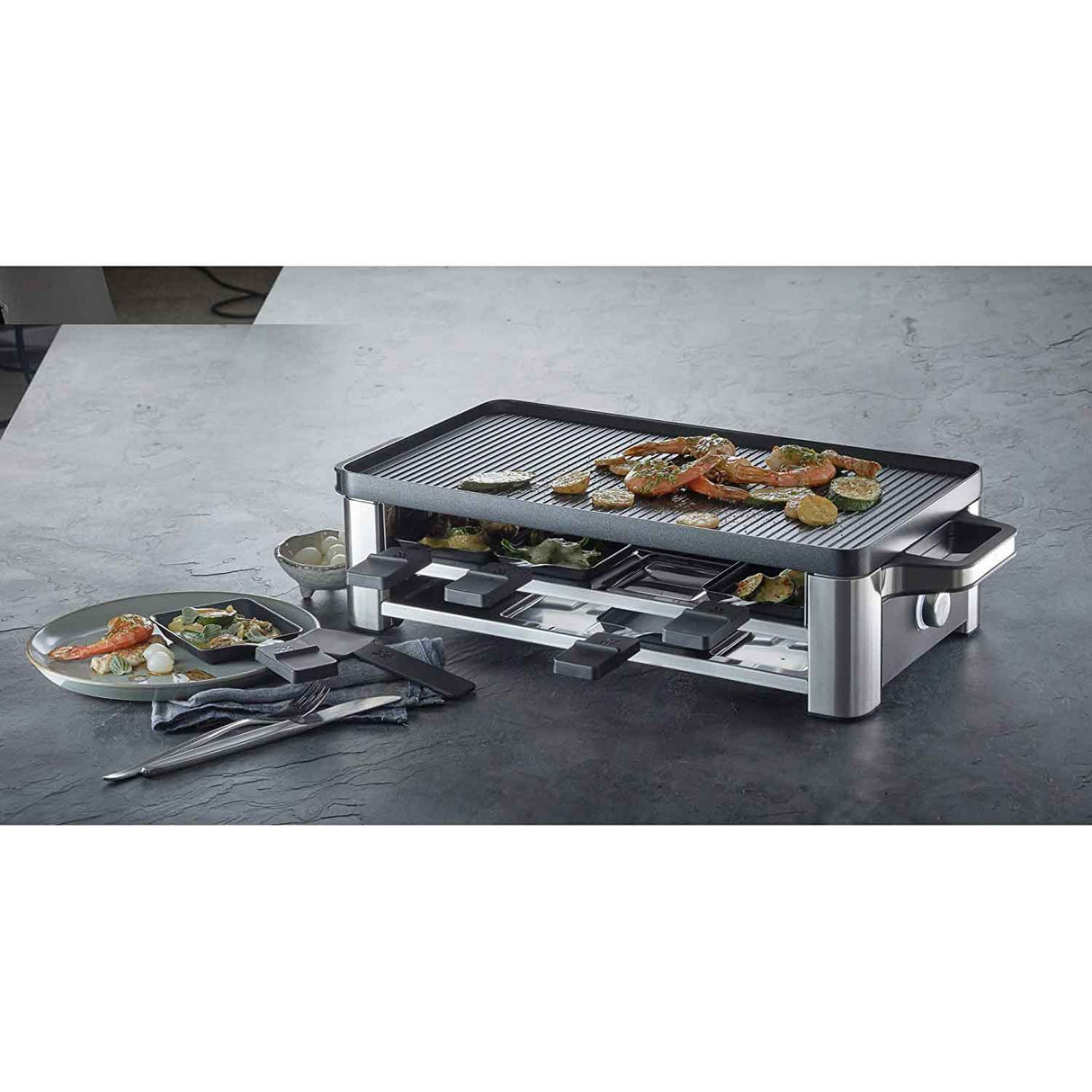 WMF Raclette Lono 8 Persone 1500W Elettrica in Acciaio Inossidabile Cromargan 18/10