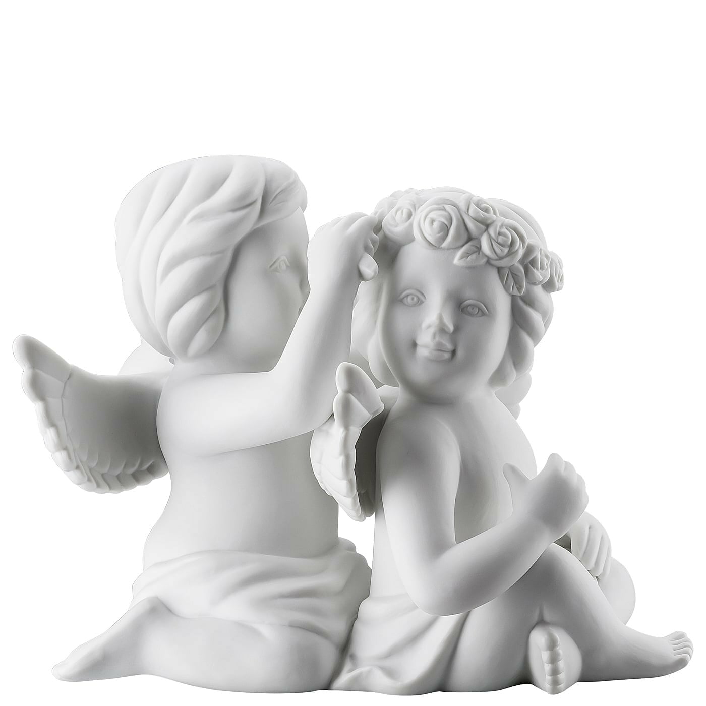 ROSENTHAL - Statuina Figurina Coppia Angeli con Fiori 12,5cm Porcellana