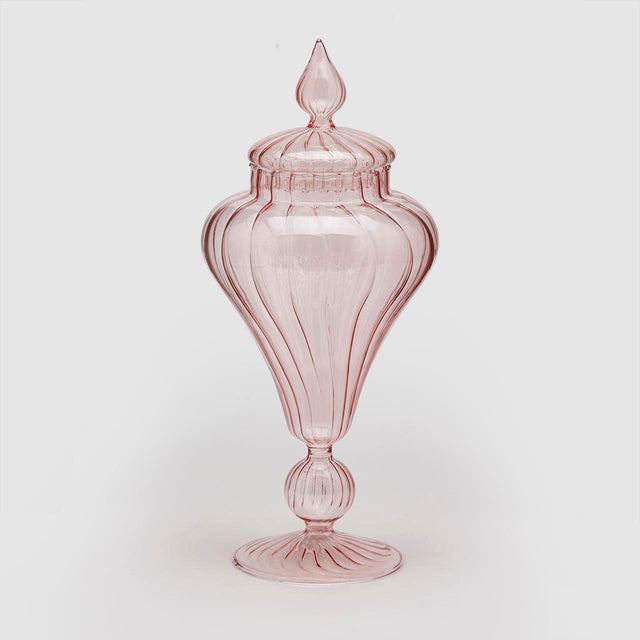 EDG Enzo De Gasperi Contenitore Potiche Vaso Porta Caramelle 36cm Vetro Rosa