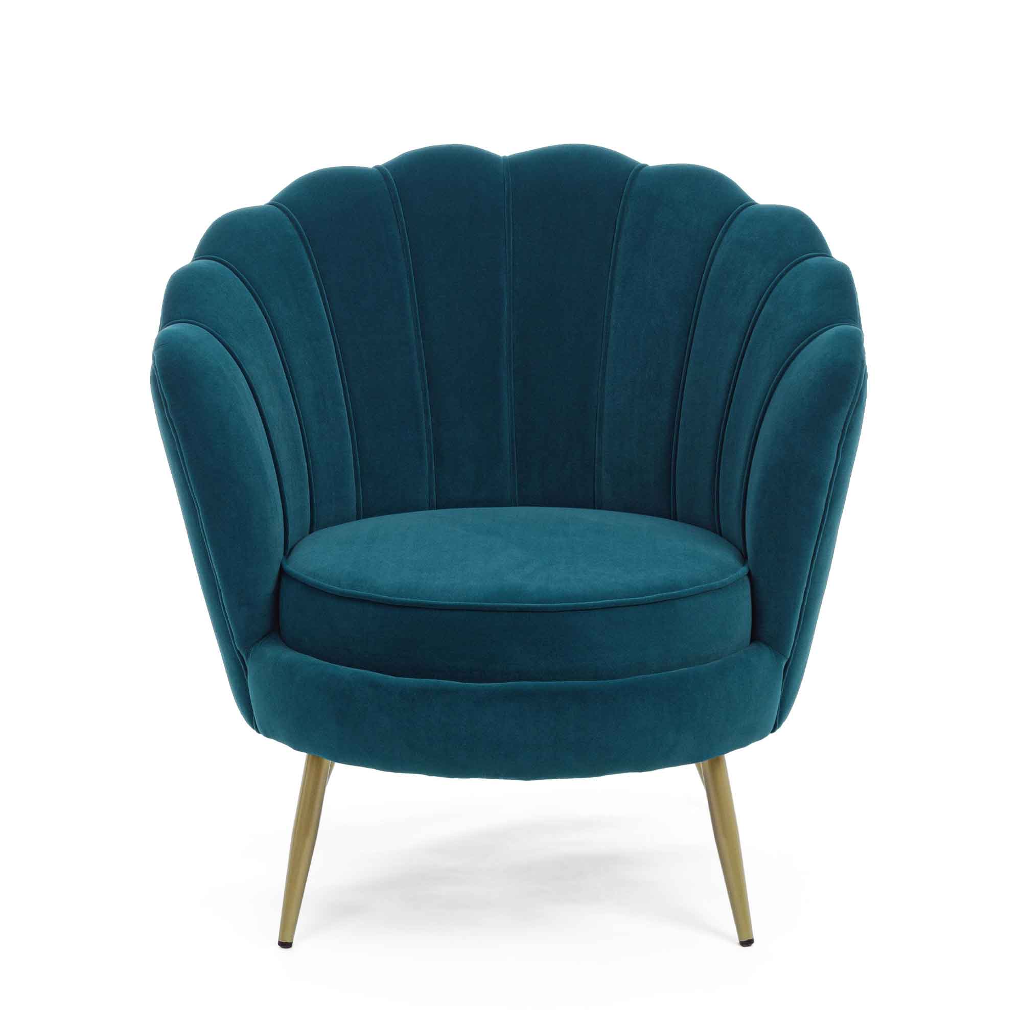 BIZZOTTO Poltrona Giliola Blu Pavone Velluto Gambe Oro 80x76x84cm 0743682