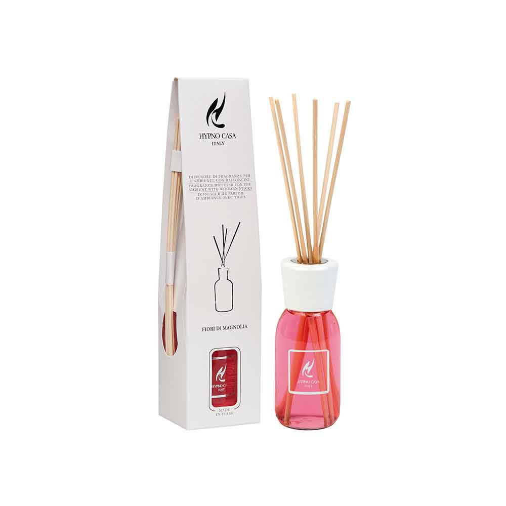 HYPNO CASA - Profumatore Diffusore con Bastoncini Fiori di Magnolia Eco 100ml