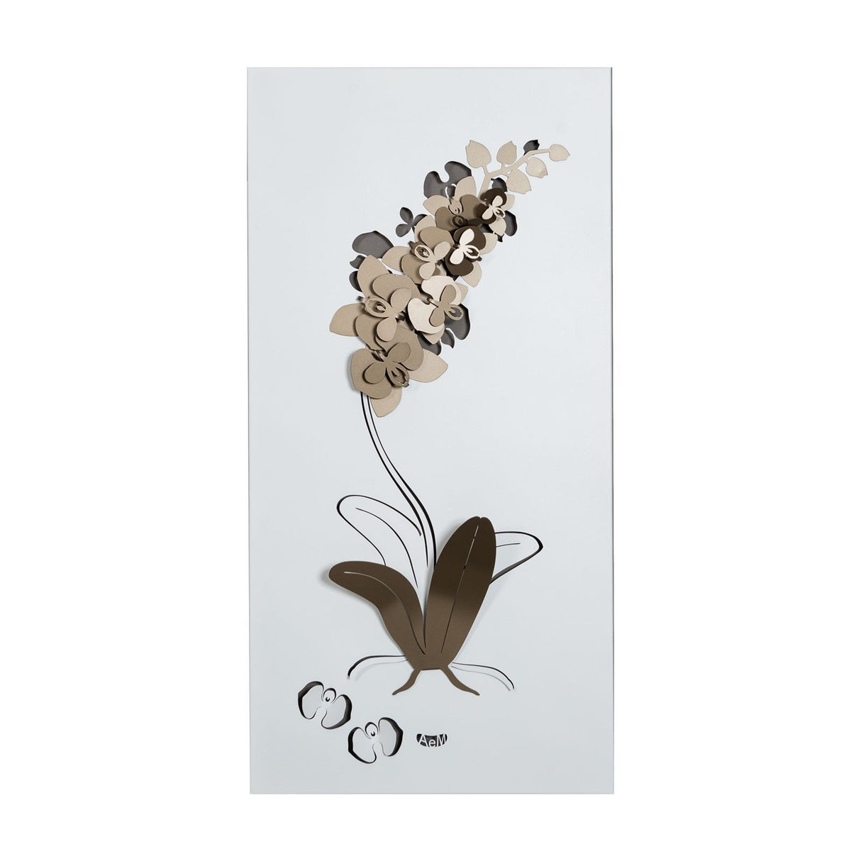 ARTI & MESTIERI Pannello Decorativo Moderno Orchidea Bronzo E Bianco