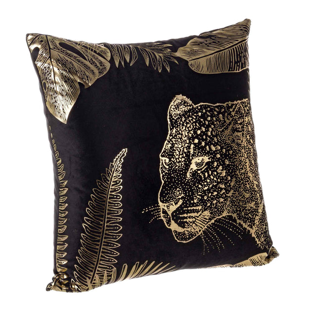 BIZZOTTO Cuscino Giungla Leopard Nero Oro 45cm Velluto 0462986