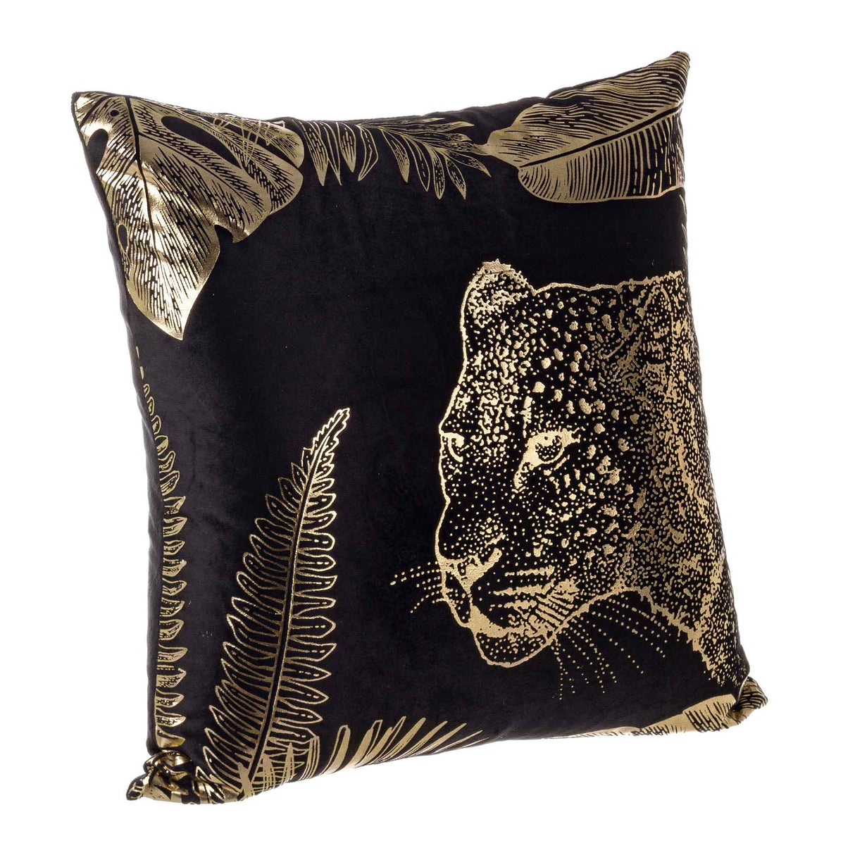 BIZZOTTO Cuscino Giungla Leopard Nero Oro 45cm Velluto 0462986