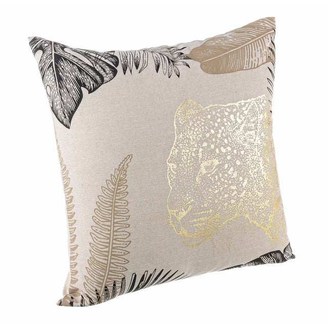 BIZZOTTO Cuscino Giungla Leopard Bianco Oro 45cm Lino 0462983