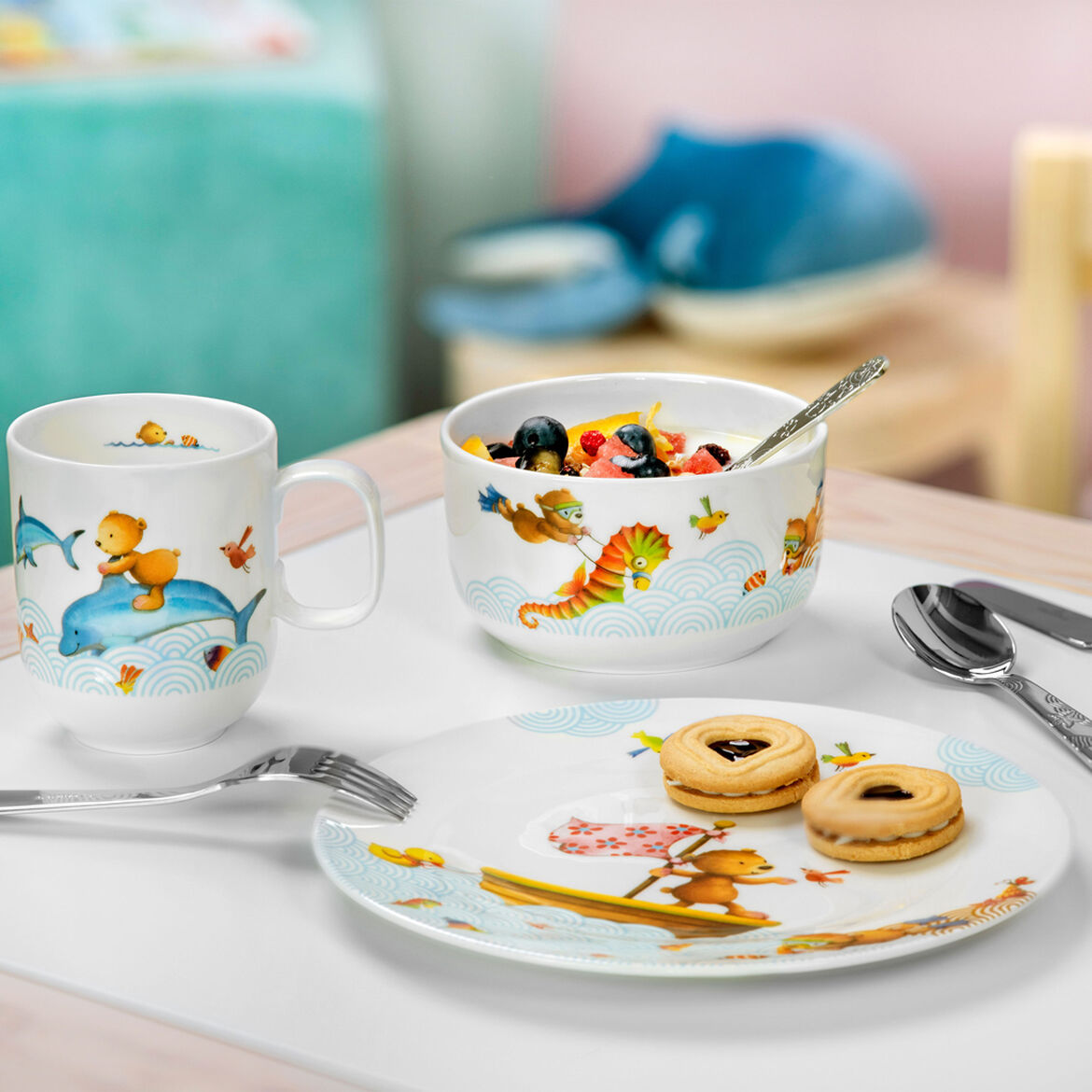 VILLEROY & BOCH Happy as a Bear Set 7 Pezzi Tavola Bimbo Porcellana