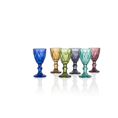 BRANDANI Diamante Set 6 Pezzi Liquorino Bicchiere da Shot Colorato Vetro