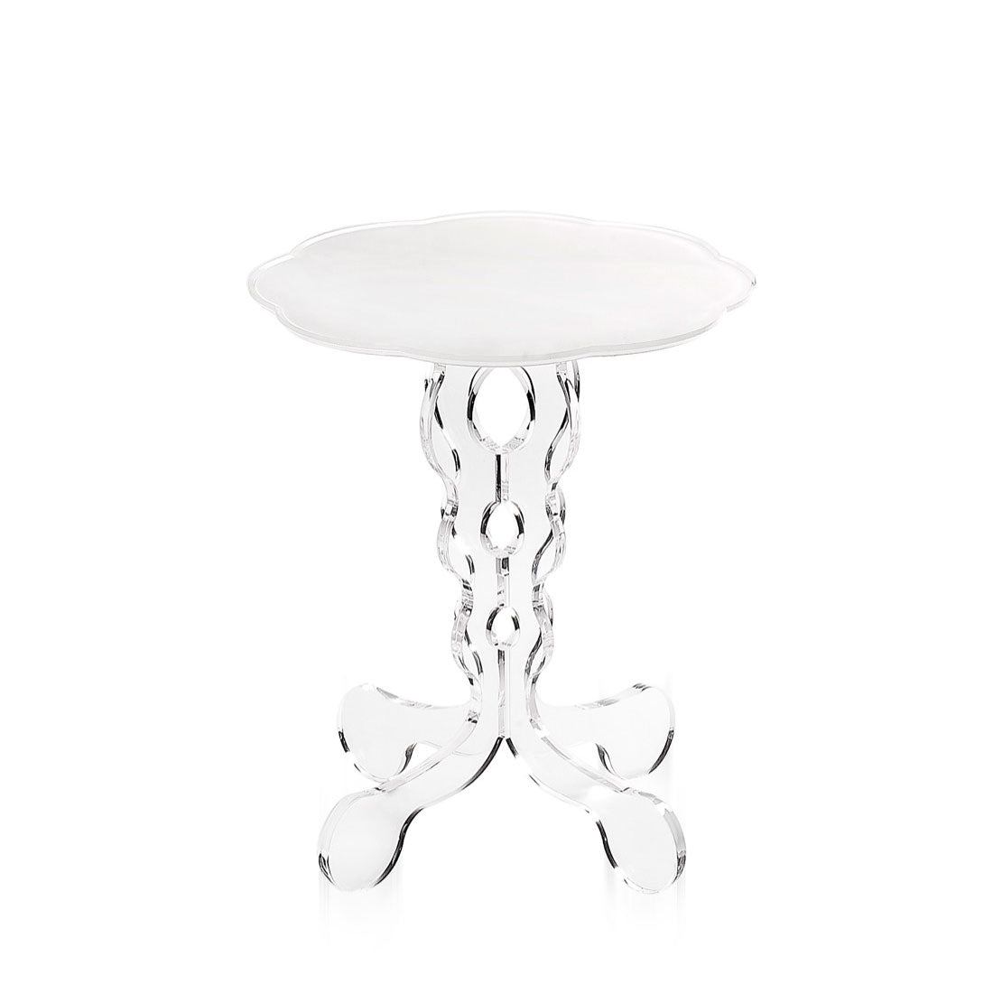iPLEX Design Arabesco Tavolino da Caffè 50x60cm Trasparente Piano Bianco Made in Italy