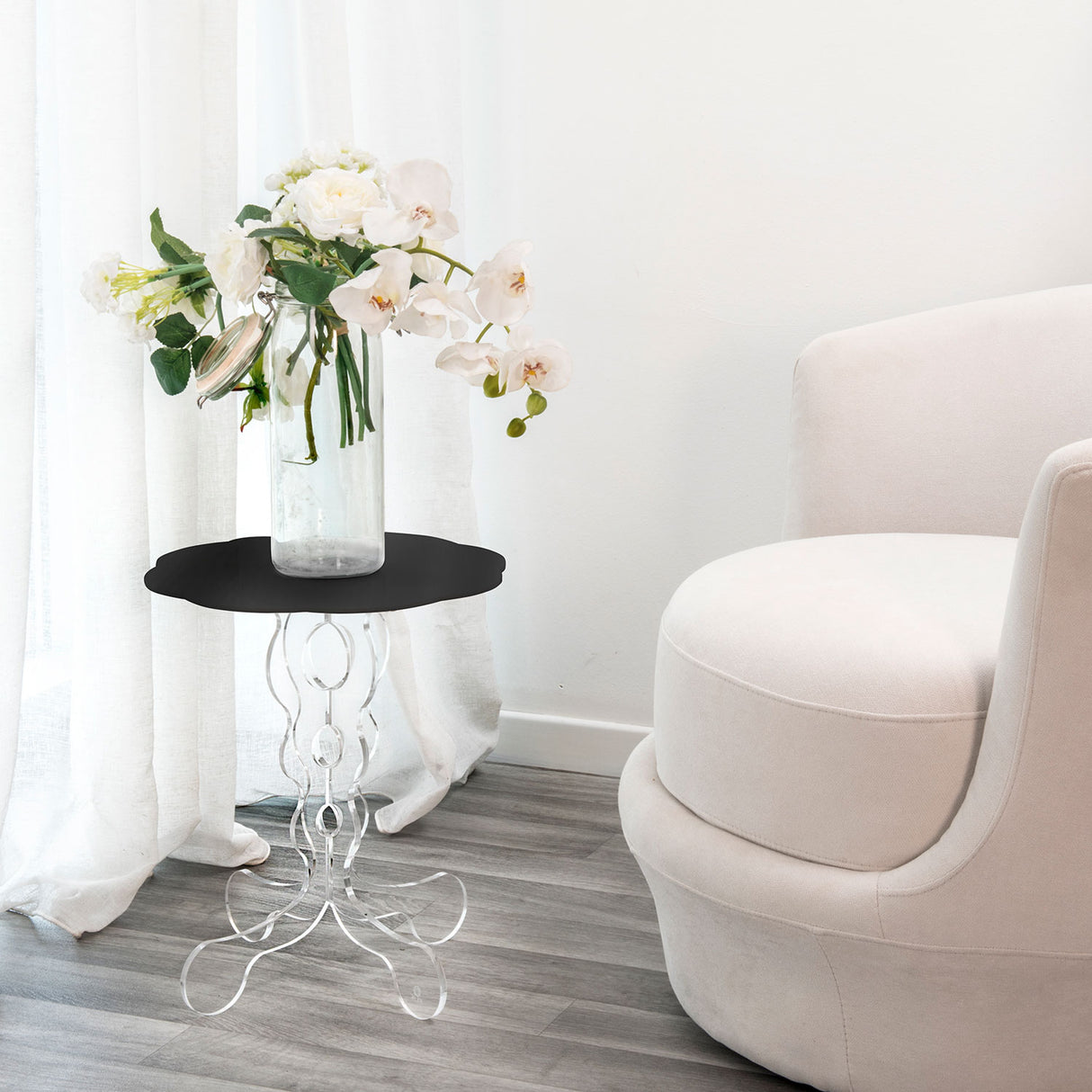 iPLEX Arabesque Design Coffee Table 50x60cm Transparent Black Top Made in Italy