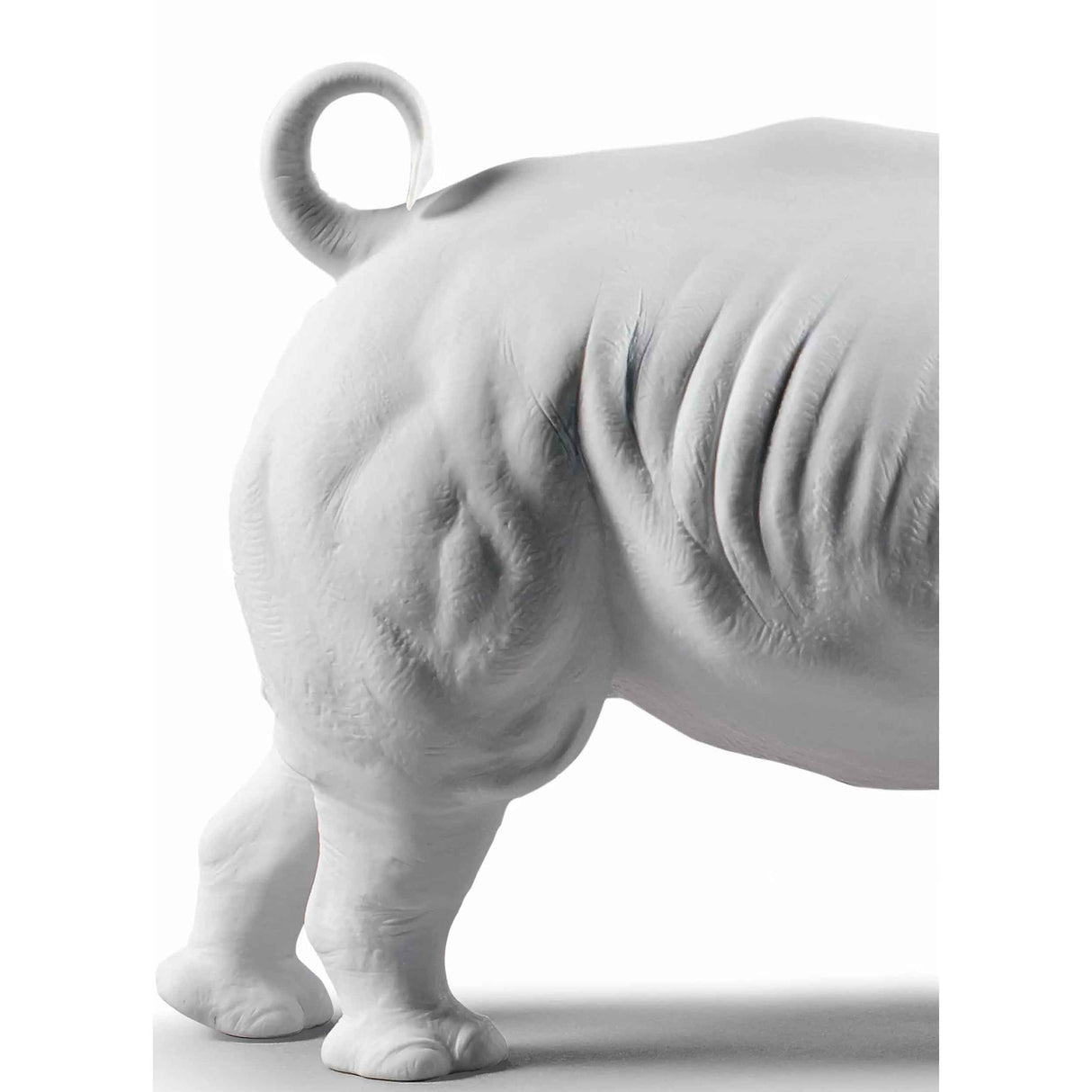 Lladró Figura Statua Scultura Rinoceronte Bianco 22x45cm Porcellana 01009116