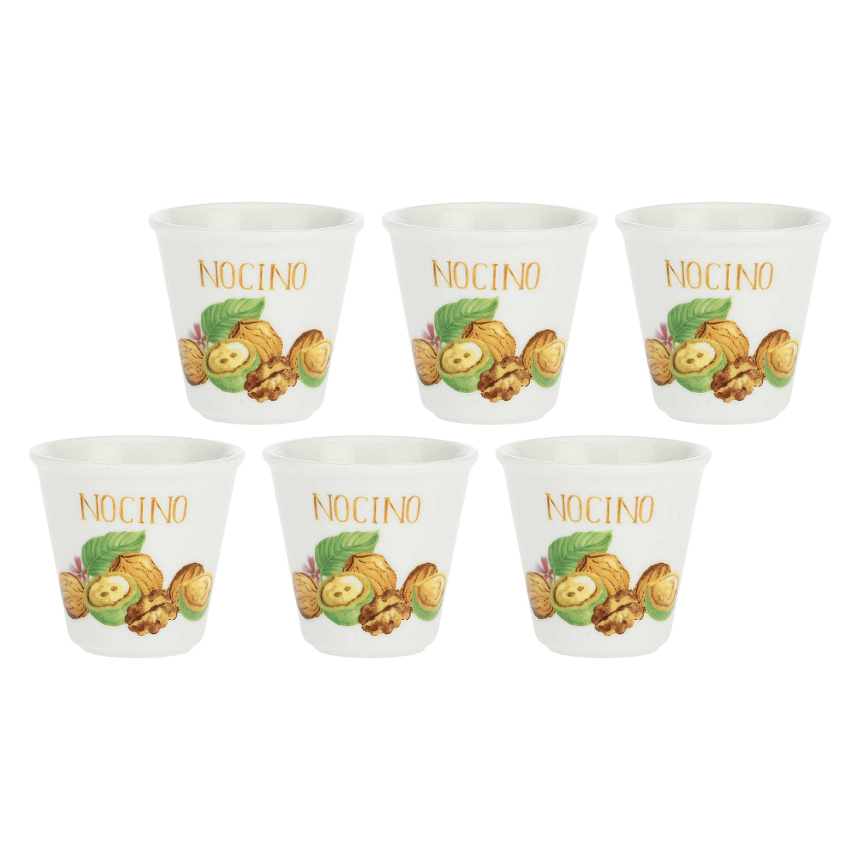 LA PORCELLANA BIANCA - Liquorelli Set 6 Bicchierino Liquorino Nocino 75cc