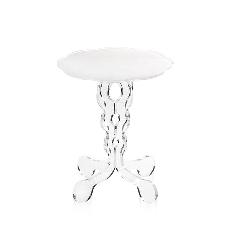 iPLEX Arabesco Tavolino da Caffè in PMMA 36x43cm Trasparente Piano Bianco Made in Italy