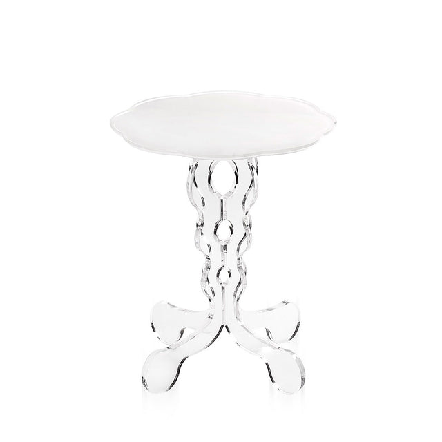iPLEX Arabesco Tavolino da Caffè in PMMA 36x43cm Trasparente Piano Bianco Made in Italy